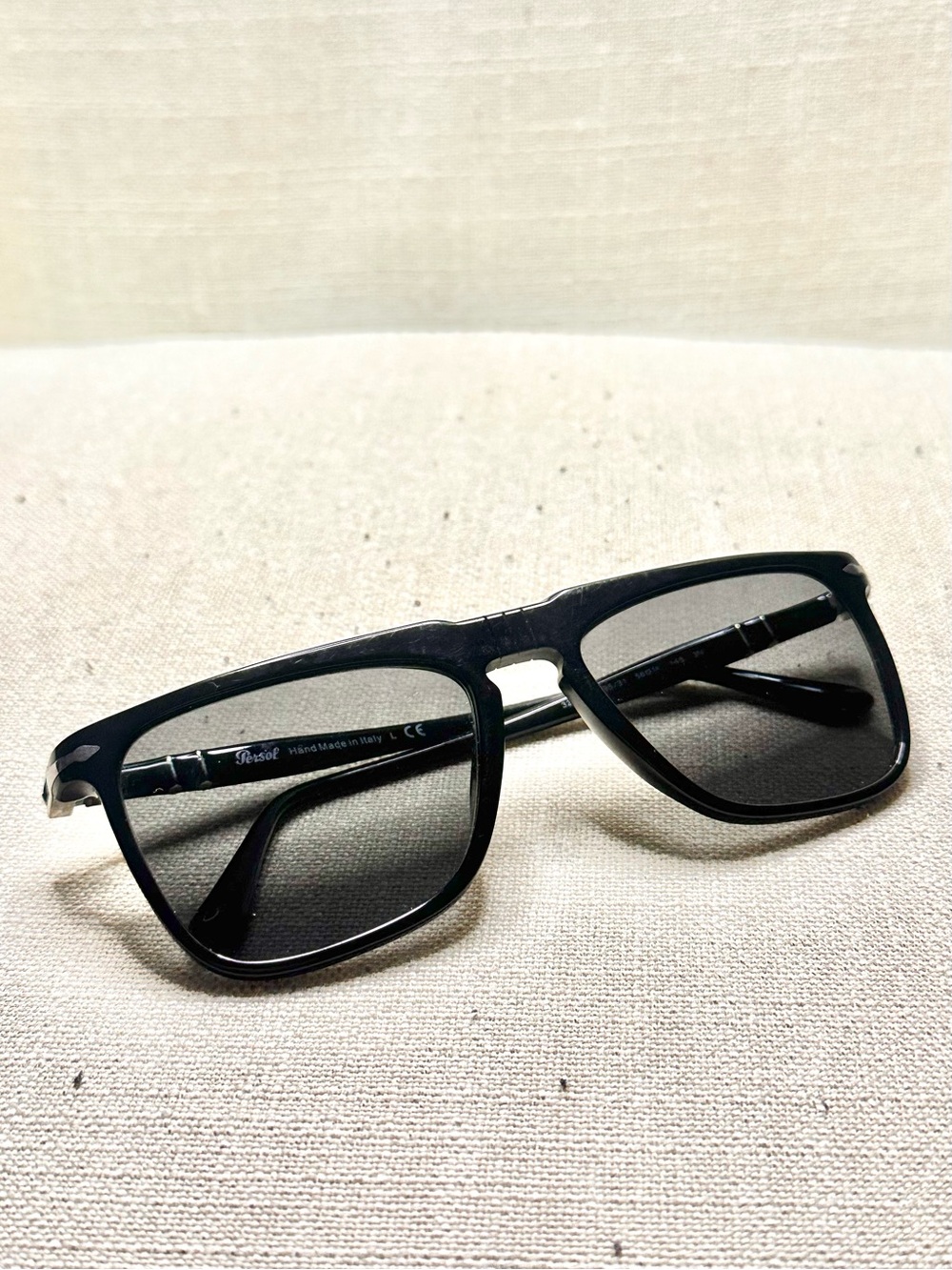 Persol PO3225S 95/31 Black Rectangle Sunglasses Handmade in Italy